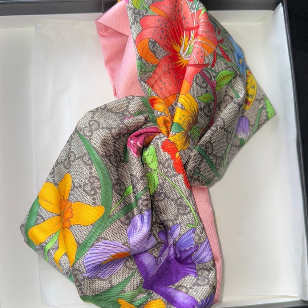 Floral Patterned Silk Scarf
